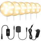 YGS-Tech LED Under Cabinet Lighting Kit, 1020 Lumens LED Puck Light, 3000K Warm White, CRI90+, Touch Dimming, Silver Trim All Ac