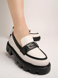 Shoetopia Front Buckle Detailed White Loafers For Women & Girls /Uk5-Eu38,White,6,B0CGNBVMH1