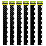 Black Mini Polka Dots Border Trim, 35 Feet Per Pack, 6 Packs