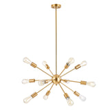 BONLICHT Contemporary 12 Light Brushed Brass Sputnik Chandelier Mid Century Modern Sputnik Kitchen Island Dining Room Pendant Li
