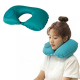 Looklike Automatic Inflatable Travel Pillow | UltraSoft Ergonomic UShape Neck Support | For Flights Cars & Office | Compact Po