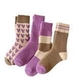 Cluze Women Winter MidTube Terry Socks Pack Of 4 Soft Warm Thick Cozy Casual Socks For Cold Weather, Breathable Stretch Fit P