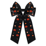 Halloween Bows for Women Pumpkin Hair Bow Clips Big Black Satin Hair Bows Halloween Hair Ribbons Spooky Cheer Hair Accessories O