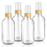 DMuuuDM 4-Pack 4 Oz Glass Spray Bottle with Bamboo Lid,Empty Refillable Fine Mist Atomizer,Leak-Proof Travel Liquid Holder Conta