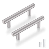 Probrico 25 Pack 3 Hole Center Solid Brushed Nickel Stainless Steel Kitchen Cabinet Handles Modern Euro Style T Bar Pulls Kitche