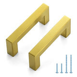 JOY DECOR 2 Pack Cabinet Handles, Gold Cabinet Pulls, 3 Inch Kitchen Handles Square Drawer Pulls Stainless Steel Drawer Hardware
