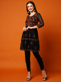 Anni Designer Women'S Georgette Chikankari Embroidered Short A-Line Kurti (Aadi Black_S_Black_Small),Black,S,Georgette,A-Line,Kurta & Pant Set