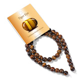 Risyfjew 50PCS 8mm Natural Tiger Eye Beads Gemstone Round Loose Beads for Jewelry Making Chakra Crystal Stone Beads for Bracelet
