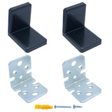 MR BRACKET L Bracket, Black Shelf Brackets Pack of 2, Heavy Duty Cabinet Hanging Brackets, Plastic Cover Metal Brackets for Shel