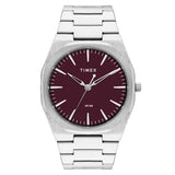 Timex Analog Watch For Man With Cherry Round Dial & Silver Stainless Steel Bracelet Band Water Resistant Men'S Wrist Watches - T