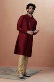 Manyavar Kurta Set For Men, Full Sleeves Mandarin Collar Ethnic Kurta Sets For Engagement, Wedding, Party Kurta Set Art Silk (Ma