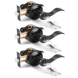 Gobrico 3 Pack Matte Black Lockable Door Handle Levers, Keyed Alike Drop Style Door Handle, Exterior Interior Using