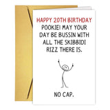 Qamza Funny 20 Year Old Birthday Card&Gift, Humorous Gen Z Slang Happy 20th Birthday Card & Decorations for Boys Girls, 20th Bir