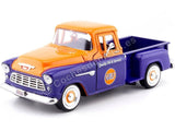 Motormax 1955 Chevrolet 5100 Stepside Pickup Truck Gulf Dark Blue and Orange 1/24 Diecast Model Car