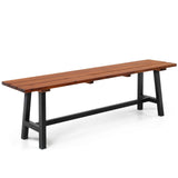 VINGLI 63 Outdoor Bench, Weatherprooof Wood Bench with Metal Legs, 2-Person Dining Bench, 660 lbs Weight Capacity Patio Benches