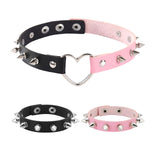 Tosmifairy 3 Pieces Leather Choker Collar and Bracelets Combo Punk Rock Gothic Jewelry Set Emo Costume Accessories for 80s 90s V