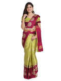 Leriya Fashion Womens Soft Cotton Silk Foli Work (jari Work) Saree with Belt(Free Size) (Pink)