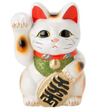 Made in Japan Lucky Cat 7.5 Tokoname Porcelain White Maneki Neko Right Hand-New