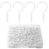 Biaungdo 120 Pack 1/2 Inch Small Screw Hooks with Plastic Box, White Self-Tapping Ceiling Cups Hooks for Hanging