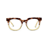 Peepers by PeeperSpecs Oprah's Favorite Women's Showbiz Oversized Blue Light Blocking Reading Glasses - Sand Quartz/Yellow +1.00
