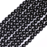 GEM-Inside Natural 4mm Round Black Tourmaline Gemstone Loose Beads Energy Power Beads for Jewelry Making 15