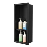 Bernkot Stainless Steel Shower Niche 8 18 with Shelf Matte Black No Tiled Needed Niche Shower for Bathroom Wall Recessed Shower