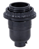 B&P Lamp Long Keyless Black Plastic Phenolic Socket with Medium Base, Threaded Shell with Ring