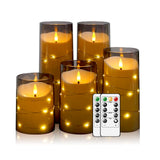 Flameless Candles,with Embedded Star String, with Remote Control and Timer, Suitable for Weddings, Parties, Festivals and Other