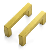 JOY DECOR 4 Pack Cabinet Handles, Gold Cabinet Pulls, 3 Inch Kitchen Closet Handles Square Drawer Pulls Stainless Steel Drawer H