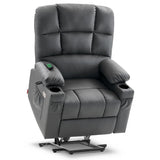 MCombo Medium Lay Flat Dual Motor Power Lift Recliner Chair Sofa with Massage and Heat for Elderly People, Infinite Position, Fa