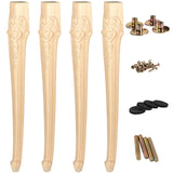 La Vane 30 inch / 75cm Wooden Furniture Legs, Set of 4 European Style Solid Wood Carving Unfinished Furniture Replacement Feet D
