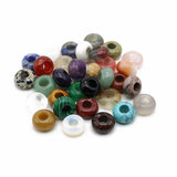Natural Semi-Precious Stone Large Hole Loose Beads Abacus Shape Fashionable Opal Amethyst Unakite Rose Quartz Charm Beads for Ma