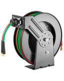 VEVOR Retractable Welding Hose Reel, 1/4-Inch x 50FT Twin Oxygen Acetylene Rubber Hose Max 300PSI - R Grade, Ceiling/Wall Mount