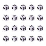 FASHEWELRY 240Pcs Cube White Acrylic Letter Beads 5x5x5mm Letter N Alphabet Beads for DIY Bracelet Necklace Jewelry Making