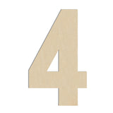 HILAZA 17 Inch Large Wooden Number 4, 1/4 in Thick Big Wood Letter for Wall Decor Crafts