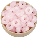 Nupuyai Pack of 30 Large Hole Stone Loose Beads for Jewelry Making, Polished Rondelle European Beads fit Charms Bracelet, Rose Q