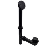 Westbrass 593144-12-62 14 Black Tubular Bathtub Waste & Overflow Assembly with with Tip-Toe Drain Plug and 2-Hole Faceplate, Mat