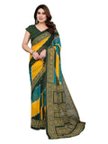 Achira Tex WomenS Georgette Leheriya Printed Saree With Unstitched Blouse Piece Lightweight Stylish Ethnic Wear (Green)