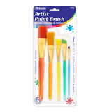 BAZIC Paint Brushes Set Nylon Bristle Brush, Flat Angled Paintbrushes for Acrylic Oil Watercolor Gouache Art Painting (5/Pack),