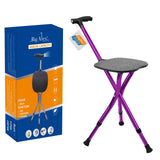 BigAlex Alloy Folding Cane with Seat, Lightweight Adjustable Walking Cane with Seat, Cane Seat with LED for Woman/Man, Comfortab