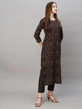 Wedani Cotton Digital Printed Kurta Set For Women (In Alpha L Regular Navy Blue),NAVY BLUE,L,Cotton,A-Line,