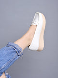 Shoetopai Women'S White Comfort Loafers Soft Faux Leather Slip-On Shoes With Cushioned Sole Casual Footwear Eu39,White,6,B0DFVGGRDT