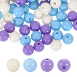 HARFINGTON 100pcs Purple Acrylic Round Beads 10mm Dia 1.9mm Hole Plastic Resin Smooth Balls Loose Bead for Jewelry Making Bracel