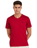 Van Heusen Athleisure Mens V-Neck 100% Combed Cotton Short Sleeve Ultra Soft T-Shirt, Scarlet Sage, M