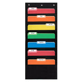Essex Wares - 7 Pocket File Pocket Chart, Black, Tall - Versatile Wall Hanging File Folder Organizer for Classroom, Office, Home
