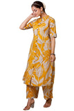 Anni Designer Women'S Rayon Viscose Straight Printed Kurta With Palazzo (Diboli Yellow_M_Yellow_Medium),Yellow,M