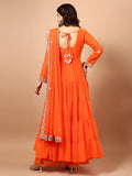Wedani Georgette Embroidedred Anarkali Dress For Women (In Alpha M Regular Orange),Orange,M,Faux Georgette,anarkali,