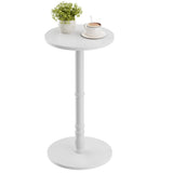 Homleke Round Side Table, Solid Wood Pillar with Wood Top & Base, Small Drink Accent Table for Living Room, Bedroom, Sofa & Offi