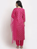 Anni Designer Women'S Cotton Straight Kurta With Pant & Dupatta (Sona Pink_M_Pink_Medium),Pink,M,Cotton Blend,Straight,