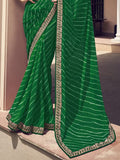 Satrani Womens Knit Pure Georgette Saree (2770S434N_Green3)